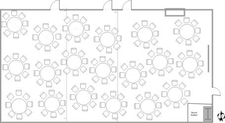 152 seat capacity round table seating diagram